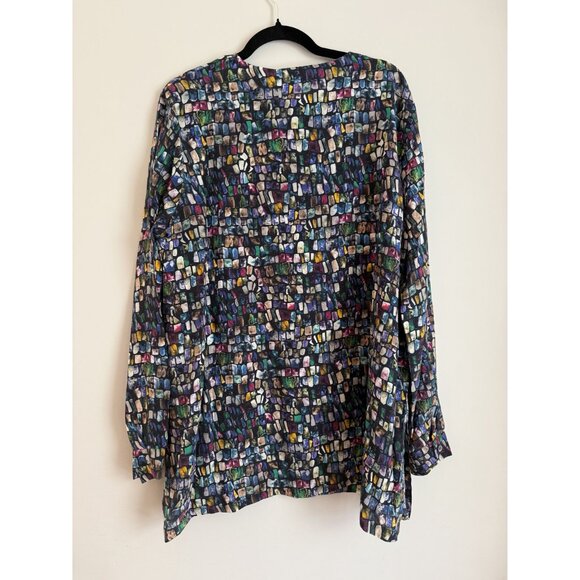 NWT Marina Rinaldi Balocco Silk Multicolor Blouse Women's Size Large $575 [jb] - Picture 2 of 5